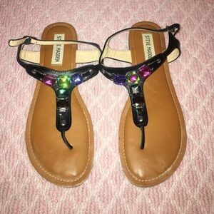 Steve Madden Black Sandals with Multicolor Gems